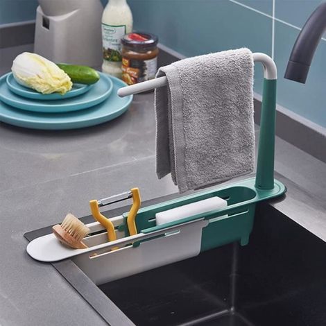 Porte-Eponge - Support Télescopique Réglable Pour Évier - Organiseur De Cuisine - 1 Pièce (1/4)
