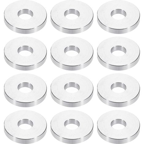 Rondelles en Aluminium M8, 12pcs Entretoise Métallique à Vis Ronde, Rondelle Plate pour Vis Tige Écrous Boulons, Bague d'Écartement en Métal 8.5mm ID x 25mm OD x 5mm Hauteur (1/5)