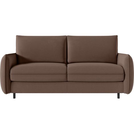 Canapé ERIK convertible 3 places couchage quotidien 140x190cm - matelas 14cm - tissu marron