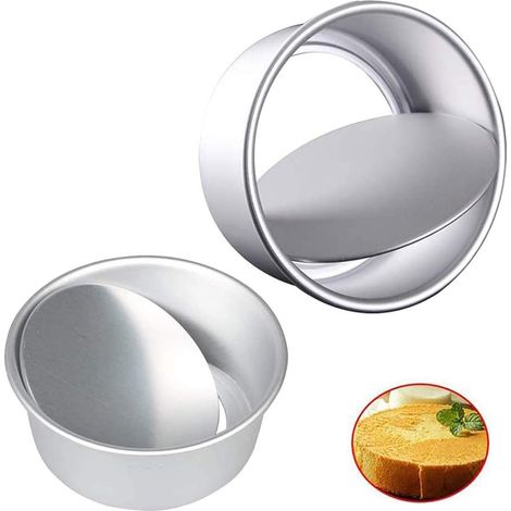Tortenform Round Cake Moulds Kuchenform Runden Backformen Antihaft-Backformen Pfanne Backformen Set aus Aluminium Geeignet für leckere Kuchen zu Hause 2 Stücke,6 Zoll und 8 Zoll,Silber (1/5)