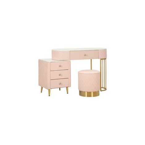 Bureau de lit sharon rose avec tabouret 120x40x75 (taille du tabouret ø36x39) (1/5)