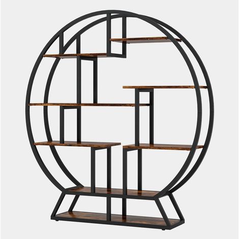 Estantería de almacenamiento redonda de metal y madera, 8 niveles para plantas y decoración (1/5)
