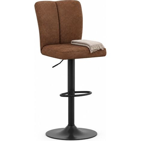 ELVMI 2er-Set Barhocker Drehbar um 360 Grad, Höhenverstellbar, Stoff und Metall, Braun und Schwarz (1/5)