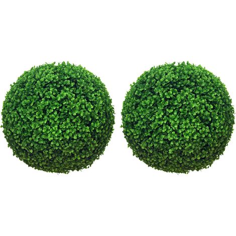Lot de 2 boules de buis artificielles de 40 cm décoration pour intérieur ou extérieur vert (1/5)