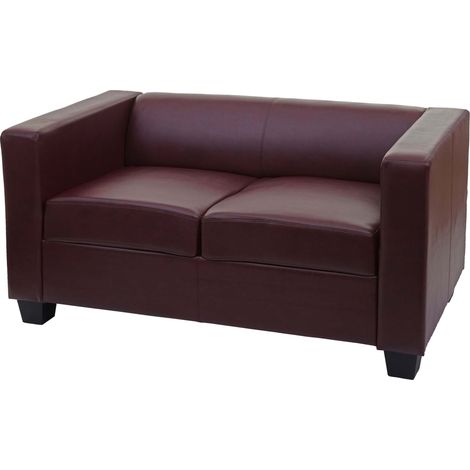 2er Sofa Lille Kunstleder, rot-braun