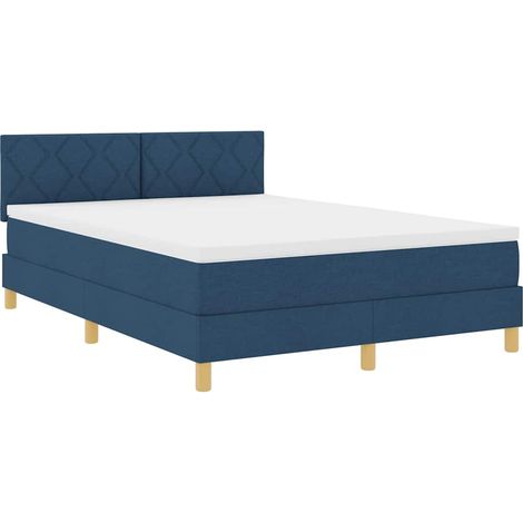 Cama Box Spring LED con cojín Azul 160 x 200 cm tela vidaXL (1/5)