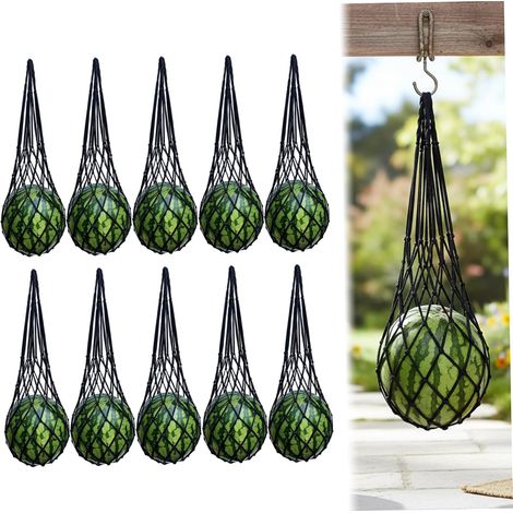 Filets suspendus à fruits en maille de polyester noir, lot 10, robustes (1/5)