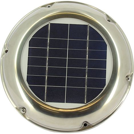 Aérateur solaire extracteur inox 100 m3/h – Puissance 2,5 W – Montage facile sur toit ou paroi – Joint d'étanchéité inclus – Optima