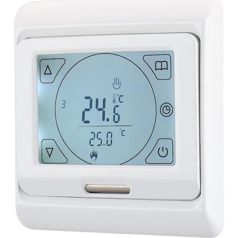 Thermostat numérique programmable, 7 jours, écran LCD, blanc, 86x86x27mm, polyvalent et pratique, pour un usage quotidien (1/5)