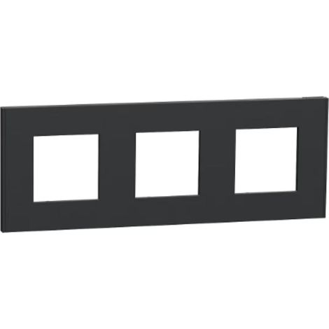 Unica Déco - Plaque de finition - Anthracite - 3 postes - Horizontal et vertical (1/3)