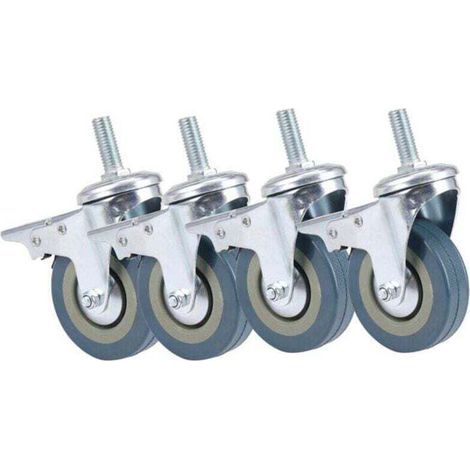 À Toute Épreuve 75mm Roulette Pivotante Equipé de Chariot , XU,Freins Roulettes Roues Destiné à Meubles, Kit complet de 4 - KZQ (1/4)