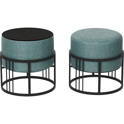 Set di 2 pouf impilabili design moderno e senza tempo multifunzionali rotondi verdi 030009696