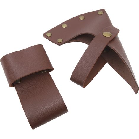 Étui en cuir PU pour hache, tête et manche en métal, léger et portable, protection idéale pour le camping et les travaux extérieurs, marron. (1/5)