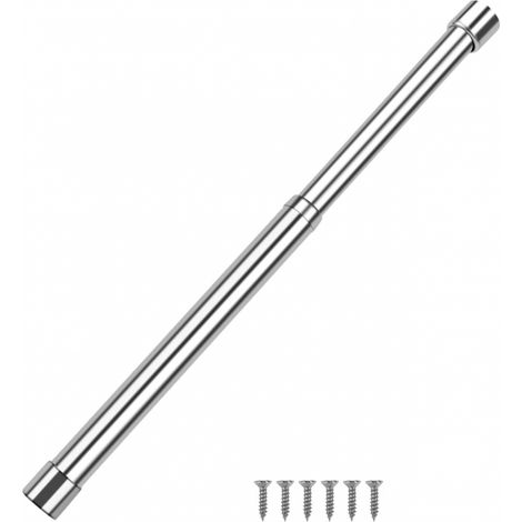 Tringle de penderie extensible en acier inoxydable, 34-52 cm, argentée, fixation murale