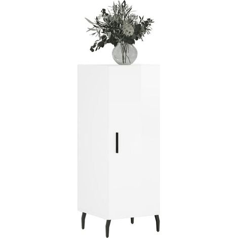 Buffet de Cuisine Blanc Brillant 34,5 x 34 x 90 cm - Meuble Rangement Moderne en Bois d'Ingénierie pour Salle à Manger et Salon (1/5)