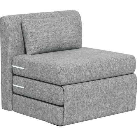 Fauteuil de sol pliable convertible en lit simple 3 sections en tissu gris 80 x 75 x 74 cm gain de place (1/5)