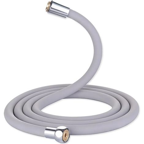 Flexible de douche en silicone (gris foncé, 2 m), anti-nœuds, accessoire de salle de bain (1/5)