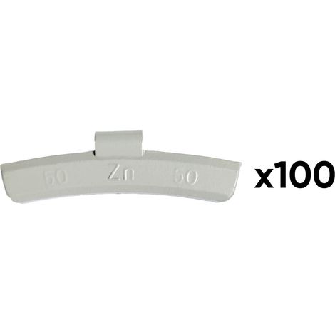 JBM54676 Boîte de 100 contrepoids en zinc avec clip de 50 g, spécial pour jante en alliage