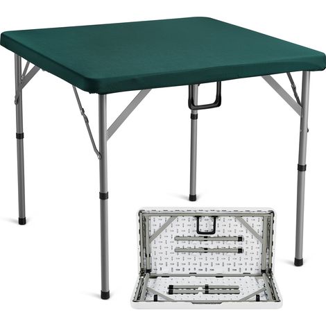 Table de Mahjong Pliable, Table de Jeu de Cartes pour 4 Joueurs, avec Plateau Vert Résistant à l'Usure, Table de Dominos Portable avec Poignée de Transport, pour Puzzles Poker, 86x86x74 cm (1/5)