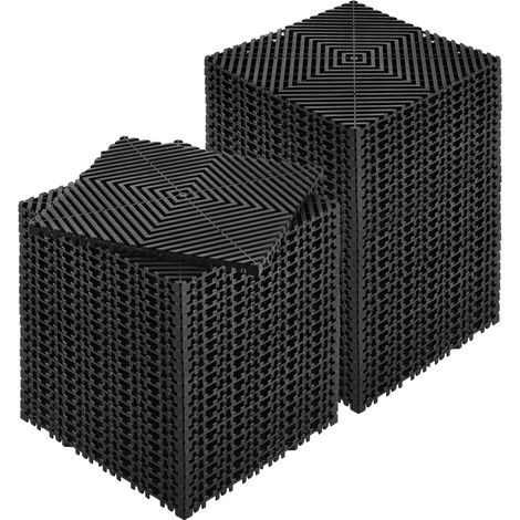 Tapis de Drainage Emboîtable 12' x 12', 50 Pièces, Coussins Modulaires Antidérapants en PP Noir, pour Garage, Jardin, Cuisine et Extérieur (1/5)