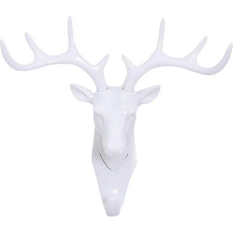 Porte-manteau mural tête de cerf 3D avec bois, crochets pour vêtements, chapeaux, écharpes, clés, décoration intérieure, patère original (1/2)