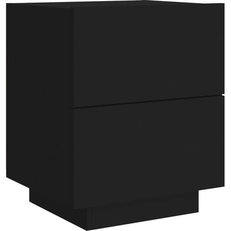 Mesita de noche con cajones y luces LED RGB 45 x 40 x 55 cm en madera contrachapada negra DEC032786