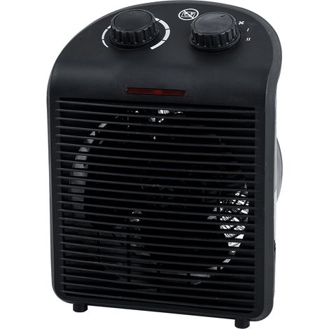Termoventilatore, riscaldamento elettrico, 2 livelli, riscaldatori, funzione aria fredda, termostato regolabile, maniglia per il trasporto, protezione contro il surriscaldamento, LxA 19 x 25 cm