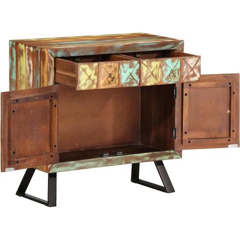 Buffet  Armoire à tiroir multicolore 70x35x70 cm bois de récupération (1/5)
