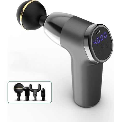 Pistolet de massage portatif pour les fascias, massage vibrant en profondeur des tissus, 20 modes réglables, gris-AquaForge