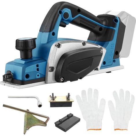 Battery Planer Compatible with Makita 18 V Battery, Professional Electric Wood One-Handed Planer, 15000 RPM, Planer Width 82 mm, Cutting Depth 2 mm, Ideal for DIY Projects, Woodwork, Furniture (withou (1/5)