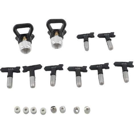 Embouts de pulvérisation sans air, avec 8 boutons à pression, 2 protections, ensemble de buses de pulvérisation de peinture réversibles à haute pression, 8 pièces (1/4)