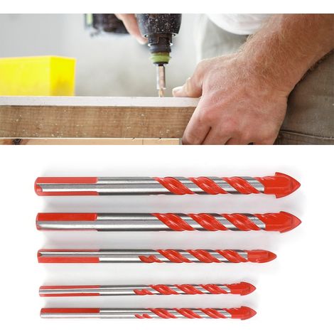 Lot de 5 forets à centrer pour carrelage céramique, outil de perçage mural DIY (6 mm, 6 mm, 8 mm, 10 mm, 12 mm) (1/5)