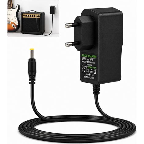 Adaptateur 9V 1A pour Pédale Guitare, Connecteur 5.5x2.1mm Câble 1M (1/5)
