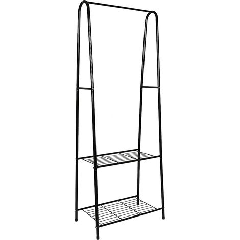 SiFree®Portant à vêtements penderie style contemporain de Type A / 2 étagères / Acier Noir 59.536.5160cm (1/5)