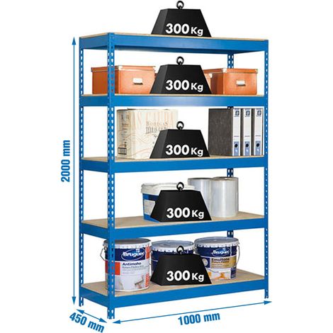 Simonrack Robuste Regalsystem Blau Holz 5 Ebenen