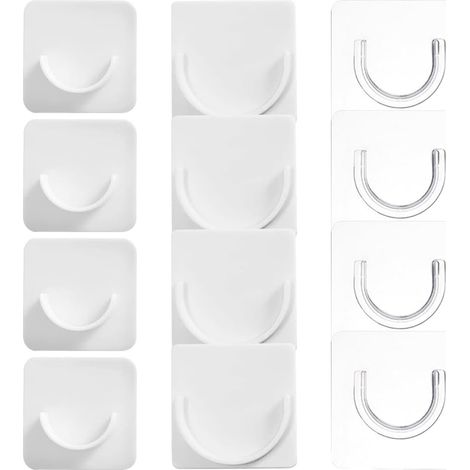 12-Piece Adhesive Shower Curtain Rod Brackets, Wall-Mounted Adhesive Shower Curtain Rod Brackets for Bathroom and Kitchen Wall Mounting, No Drilling Required (1/5)