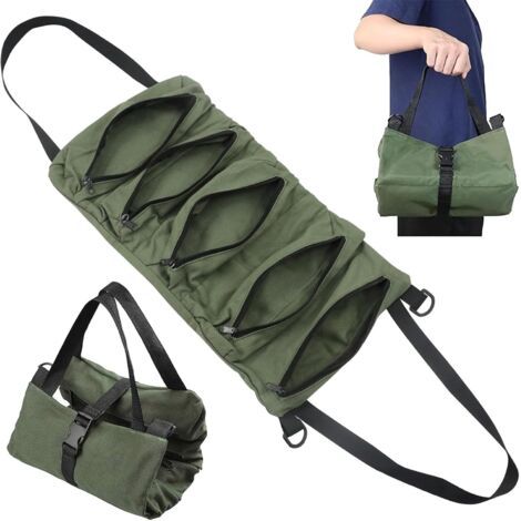 Sacoche Outils, Étanche Sac a Outils Enroulable Trousse, Multifonctionnel En Toile pour Clés a Molette, Anti-Rayures, Résistant a L'usure et Durable, Grand Espace de Stockage (1/5)