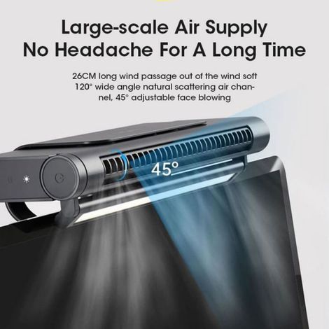 Ventilateur Clip Ordinateur avec LED Lumière Réglable Vitesse Débit 45° Luminosité Température Couleur Pour PC Bureau (1/5)