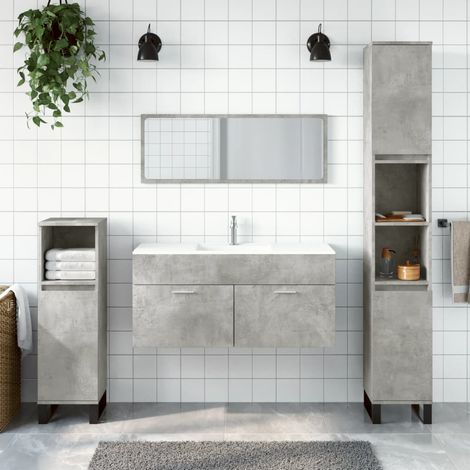 Armoire de bain,Meuble de salle de bain avec miroir gris béton bois d'ingénierie CFW791589 (1/5)