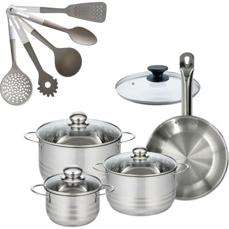 Lot Poêle 24cm Fackelmann Etherna & Faitouts 16/20/24cm avec 5 ustensiles de cuisine (1/5)