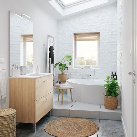 Meuble Salle de bain London 90 cm Chêne clair - Intégrée (1/5)