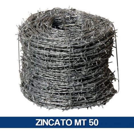 ROTOLO FILO SPINATO ZINCATO PLASTIFICATO PER RECINZIONE RECINTO 32841V ZINCATO MT 50 (33376)