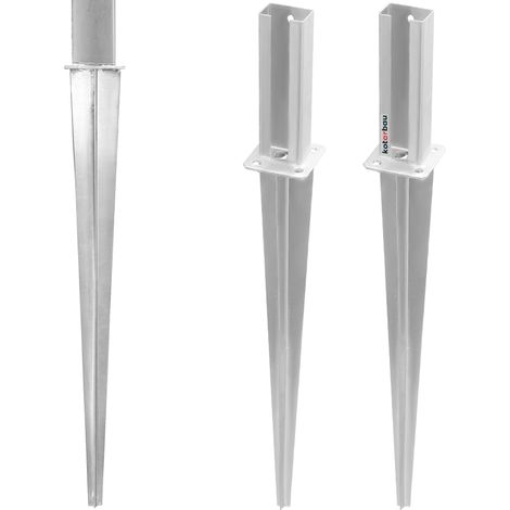 KOTARBAU® 2 Pièces Support de Poteau - Acier Galvanisé - 60x40 cm - Argent - Pied de Poteau - pour Pilier Métallique - Installation Facile - Résistant Aux Intempéries (1/5)