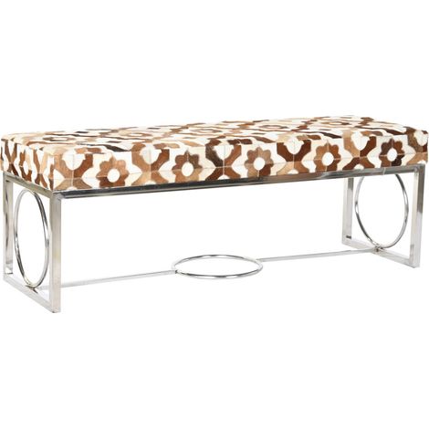 Banquette Cuir Acier 122X41X44 Losanges Blanc (1/5)