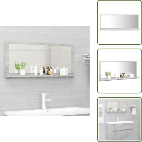 The Living Store Badspiegel Betongrau 90x10,5x37 cm Holzwerkstoff - Badspiegel Holzwerkstoff (1/5)