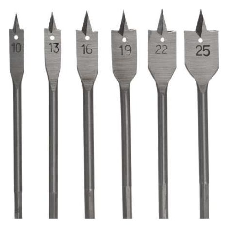 AWTOOLS WIERTŁA ŁOPATKOWE / 10-25mm / 6szt.10/13/16/19/22/25mm