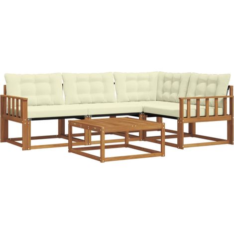 Outdoor Sofa Set with Cushion 5 pcs Natural and Cream vidaXL