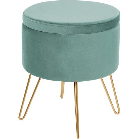 Pouf mit Stauraum SILAS Samtstoff Mintgrün
