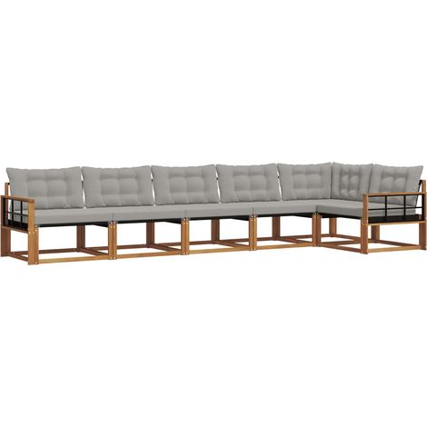 Conjunto de sofás de exterior 6 pcs Gris Natural y Claro vidaXL (1/5)