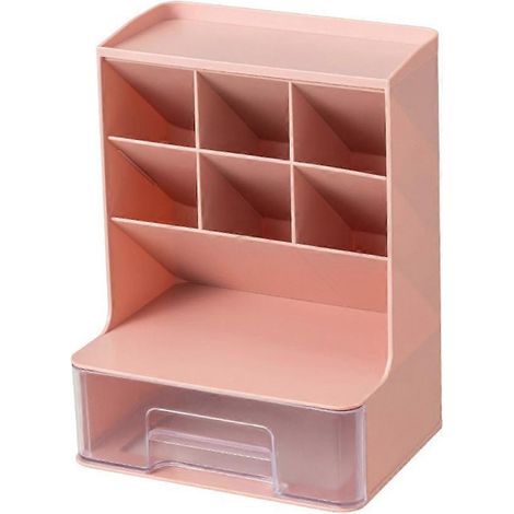 Organiseur de bureau, porte-stylos, organiseur de crayons avec 7 compartiments et 1 tiroir pour l'école, étagère de rangement pour dortoir, B (1/5)
